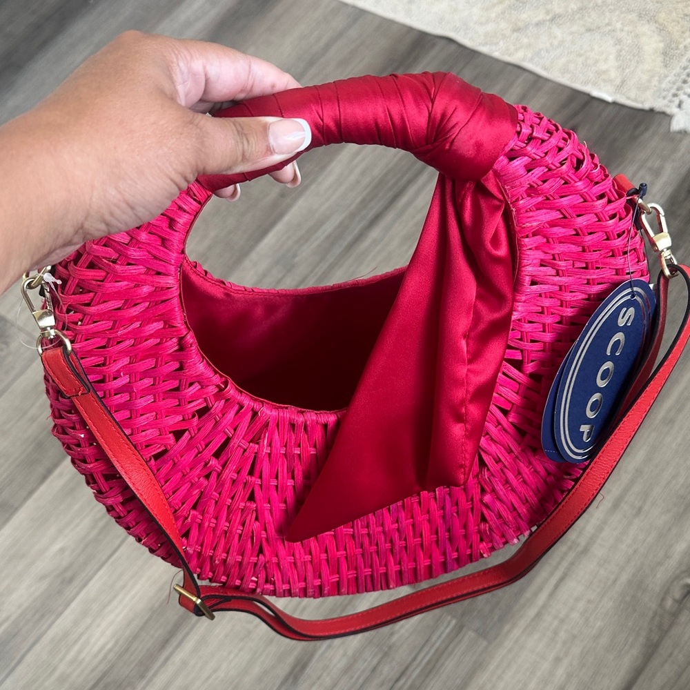 Scoop Red Woven Shoulder Bag